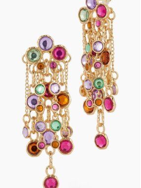 SPHERA MILANO Crystal Chain Drop Statement Earrings - NWT $80 MSRP
